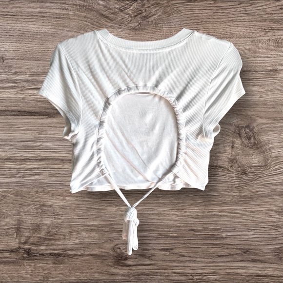 Aerie Offline White Open Back Crop Top Size S - Picture 3 of 5